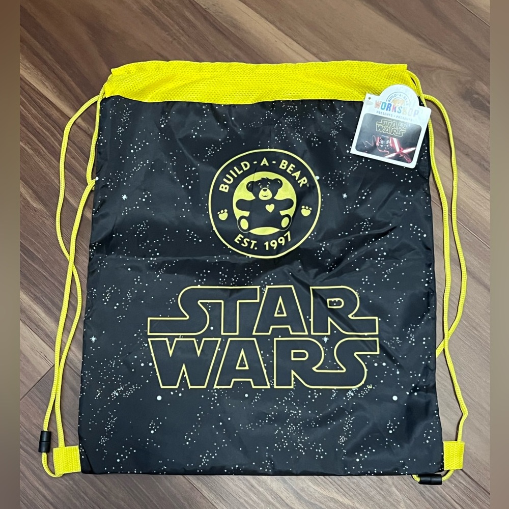 Black & Yellow Build A Bear Workshop Star Wars Galaxy String Bag NWT